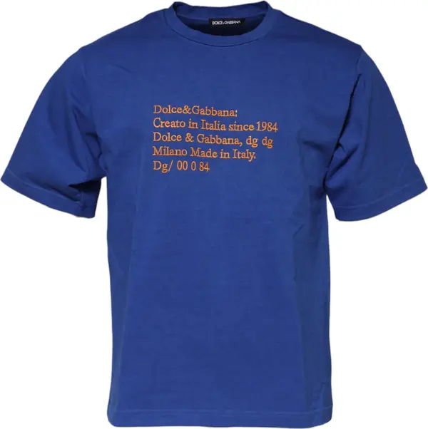 Blue Logo Graphic Cotton Crew Neck T-shirt