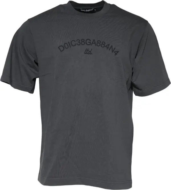 Gray Logo Graphic Cotton Crew Neck T-shirt
