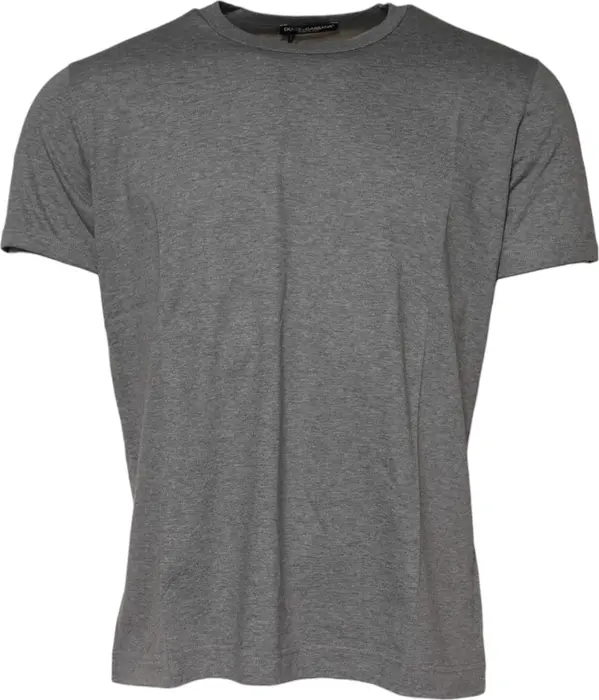 Gray Cotton Crew Neck Short Sleeves T-shirt
