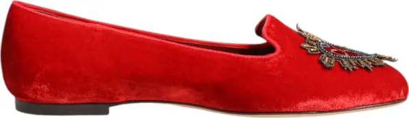 Red Velvet DG Heart Loafers Flats Shoes