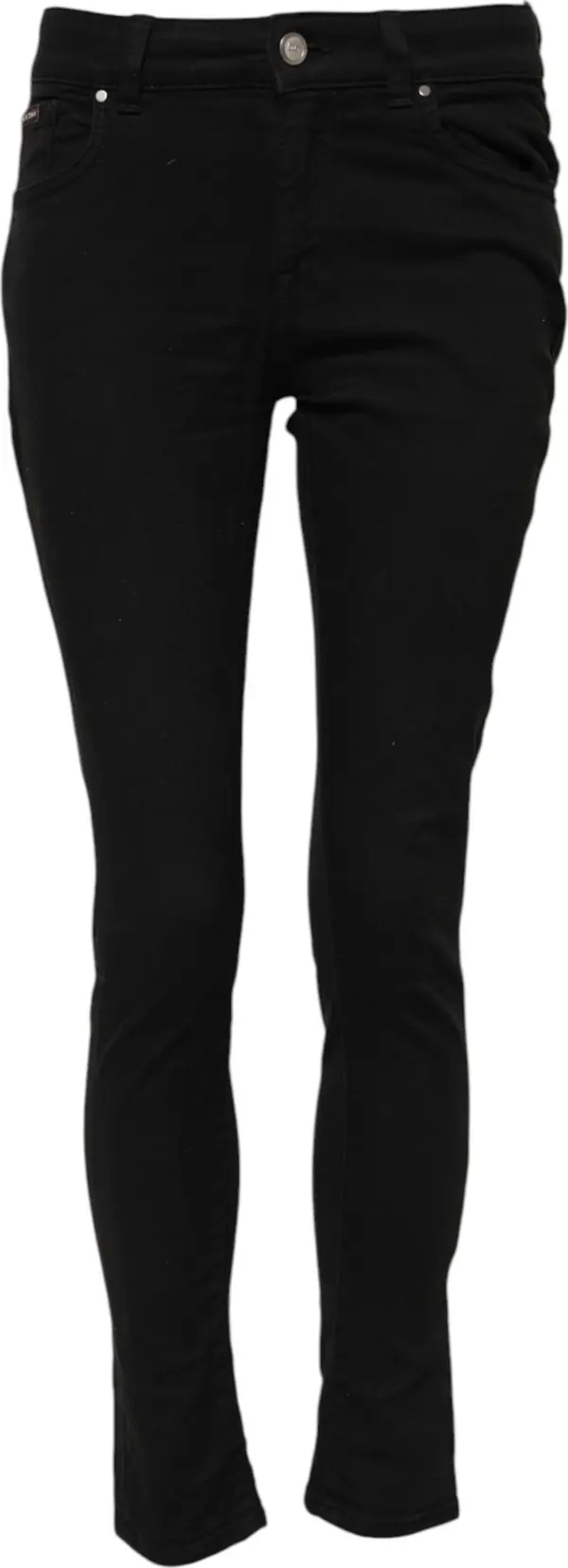 Black Cotton Skinny Mid Waist Denim Jeans