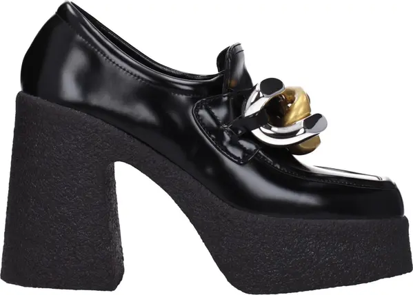 Black Leather Platform Loafers
