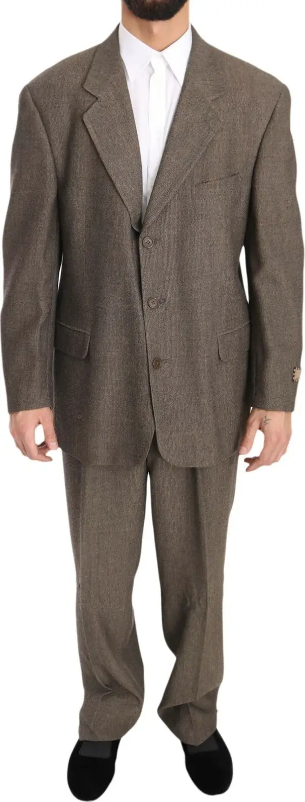 Brown Single Breasted Wool Suit