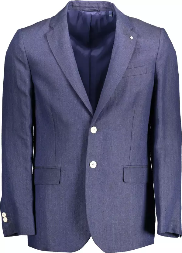 Elegant Blue Linen Classic Jacket