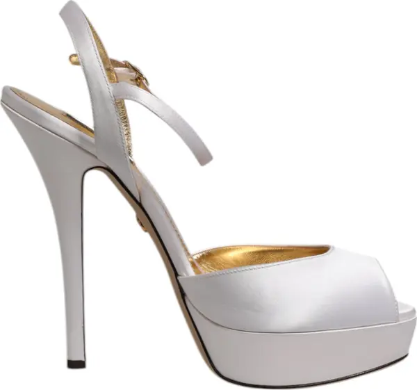 White Satin Platform Heels Sandals Shoes