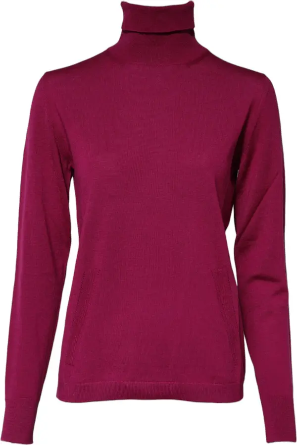 Fuchsia Wool Long Sleeves Turtleneck Sweater