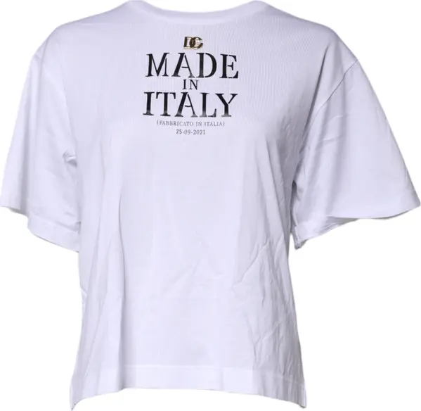 White Short Sleeves DG Logo Print Top T-shirt
