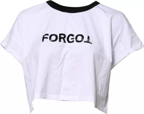 White Cotton Crew Neck Cropped Top T-shirt