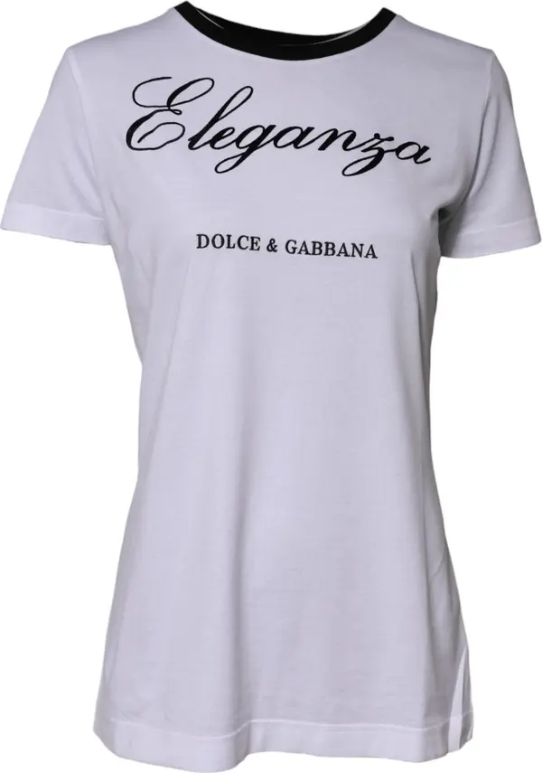 White Eleganza Cotton Crew Neck Tee T-shirt