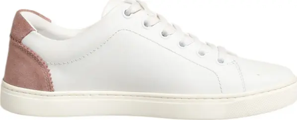 White Pink Leather Low Top Sneakers Shoes