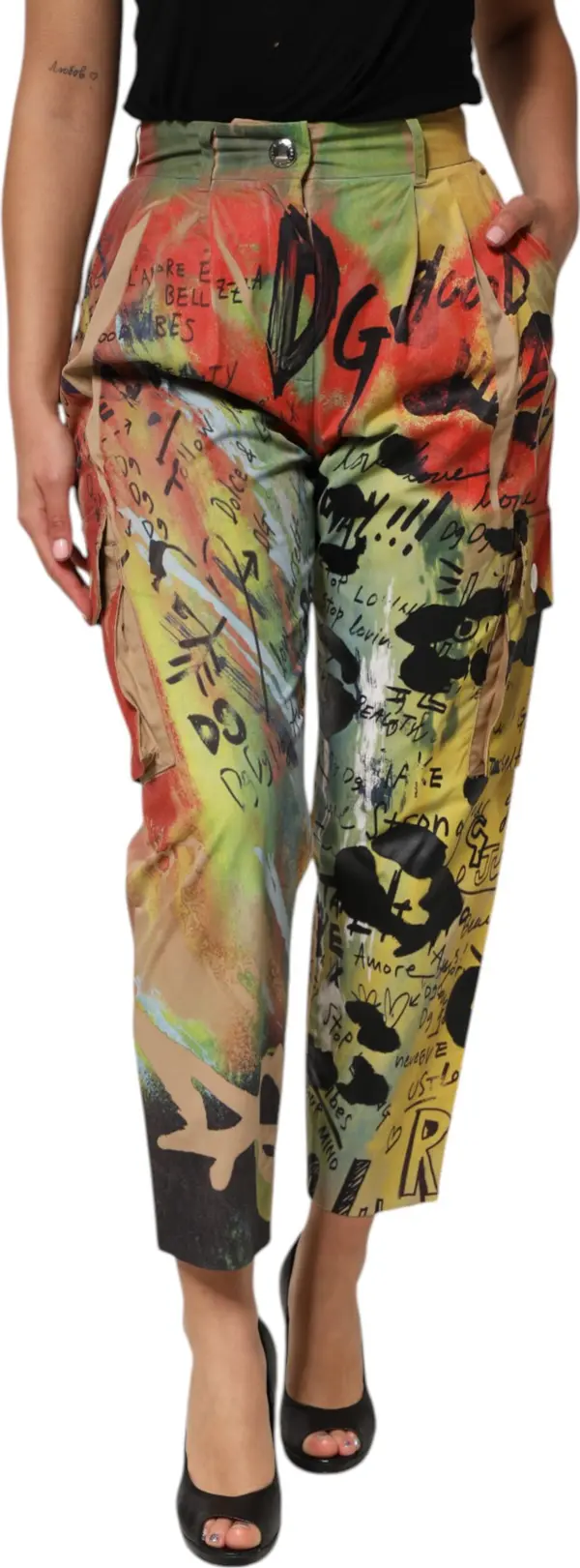 Multicolor High Waist Cargo Trouser Pants