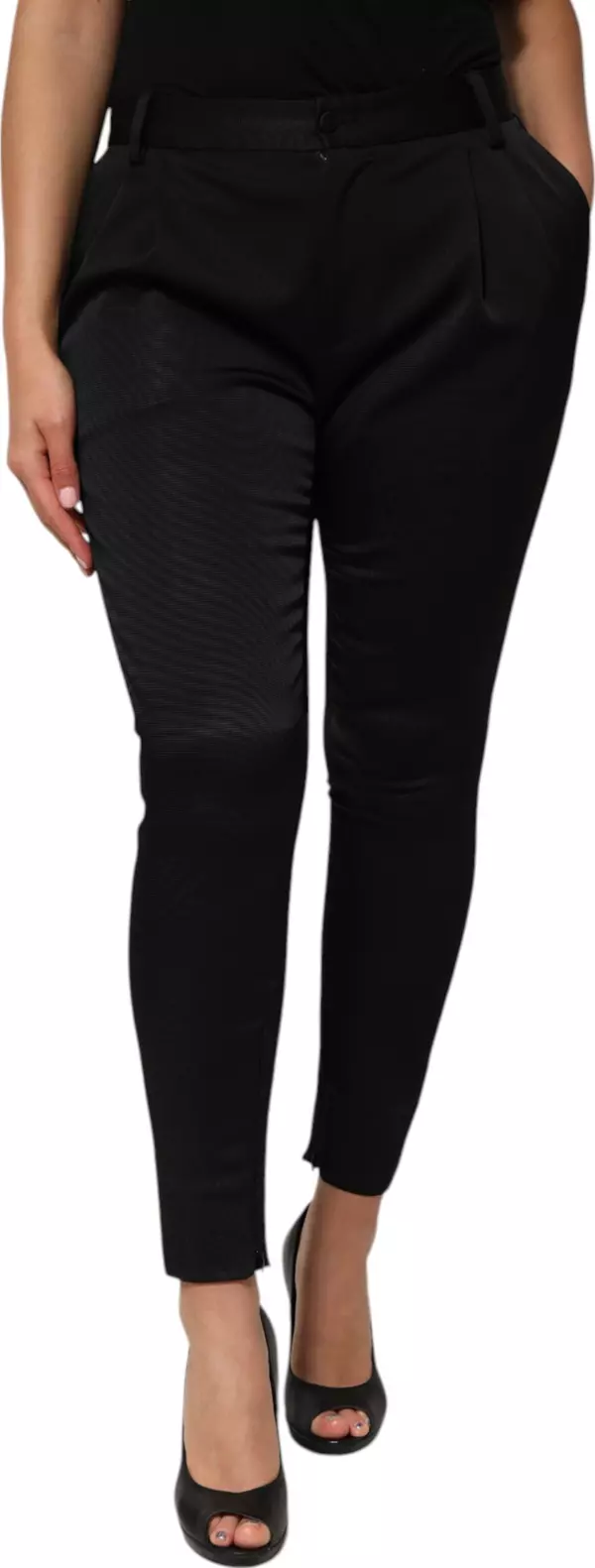 Black Acetate HighWaist Tapered Trouser Pants