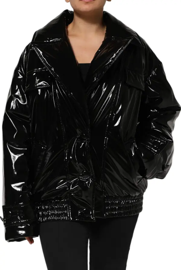 Polyester Black Quilted Puffer Coat Jacket