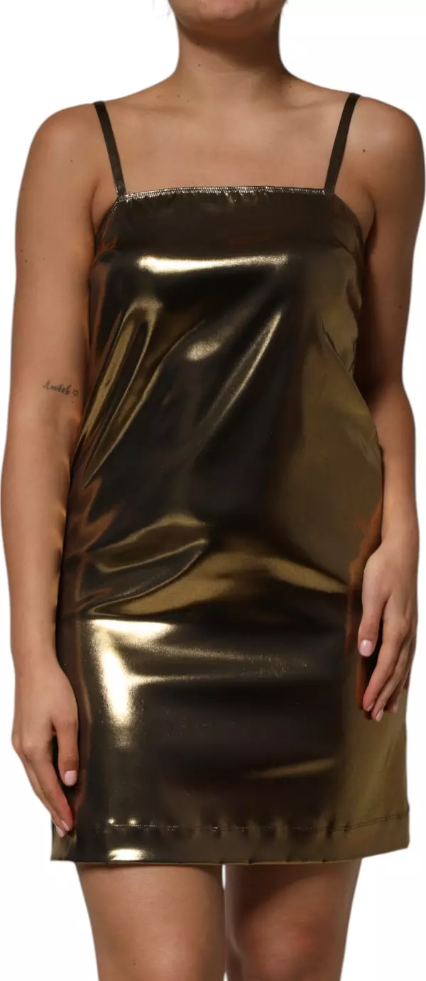 Metallic Gold Sleeveless A-line Mini Dress