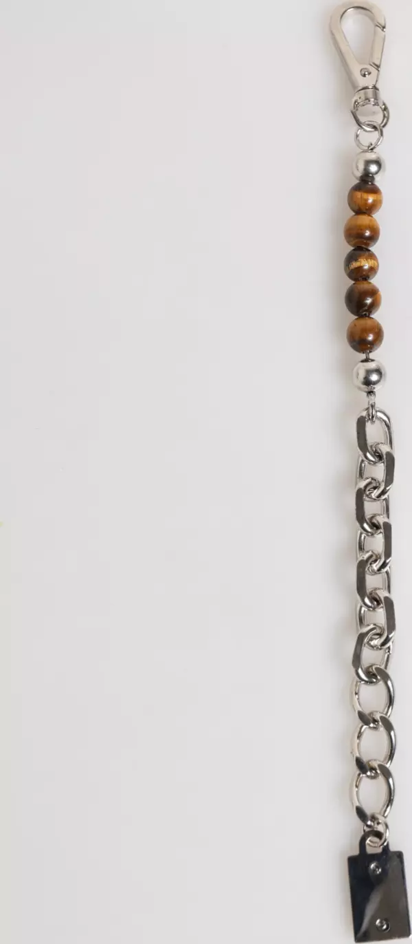Silver Chain Brass Beaded Lobster Clasp Logo Men Bracelet