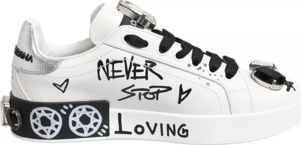 White Portofino Crystal Sneakers  Shoes