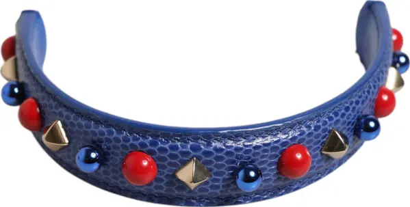 Blue Embellished Leather Bag Handle Women Shoulder Strap