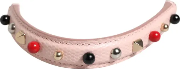 Light Pink Embellished Leather Bag Handle  Shoulder Strap