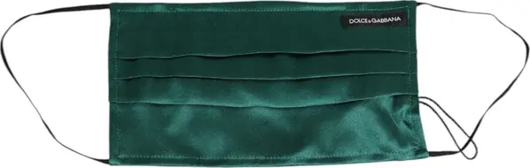 Green Silk Pleated Elastic Ear Strap Face Mask