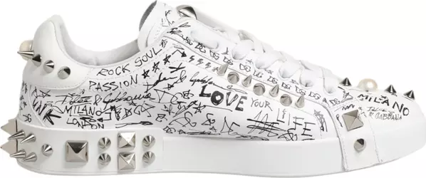 White Portofino Studded Men Sneakers Shoes