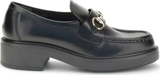 Black Calf Leather Bos Taurus Slip-On Loafers