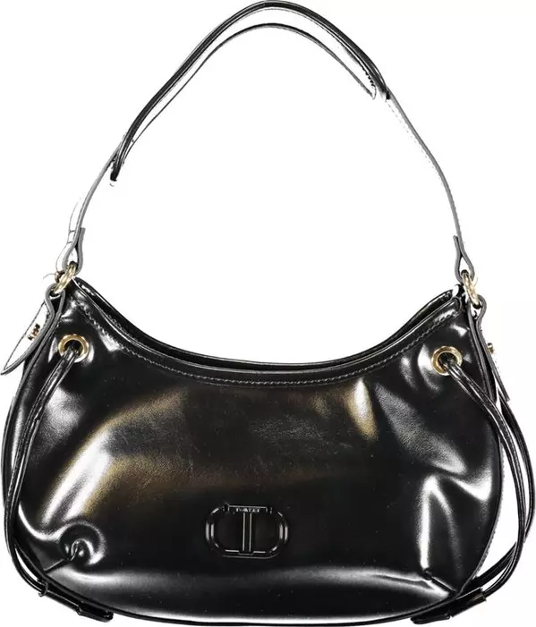 Black Polyurethane Women Hobo Bag