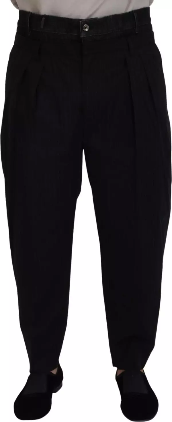 Black Cotton Stretch Loose Denim Trouser Jeans