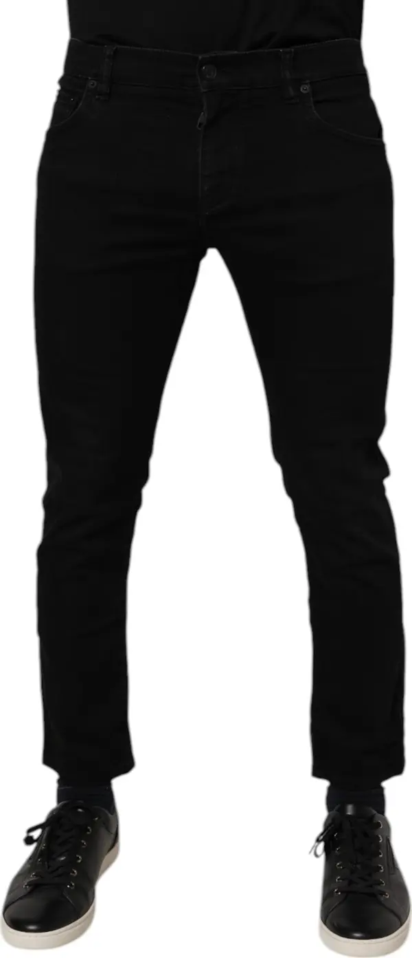 Black Cotton Skinny Jeans Men Trouser Pants