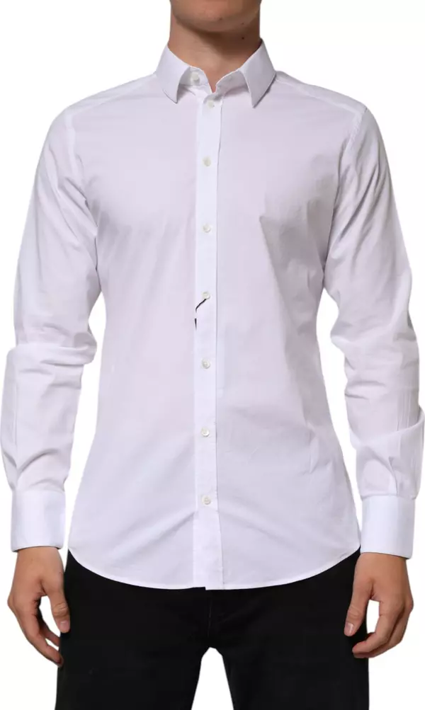 White Cotton GOLD Long Sleeves Formal Men Shirt
