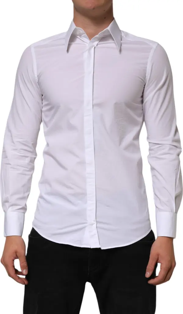White Cotton MARTINI Long Sleeve Dress Shirt