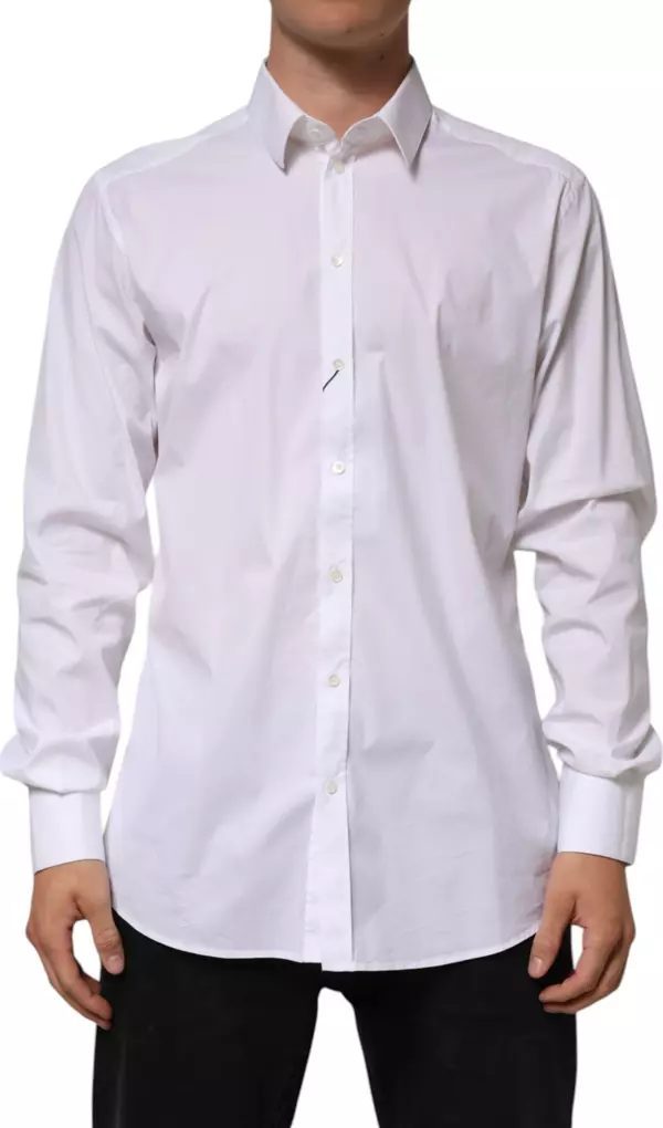White Cotton GOLD Long Sleeves Formal Shirt