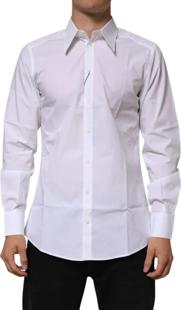White Cotton Slim Fit Dress Formal Men Shirt