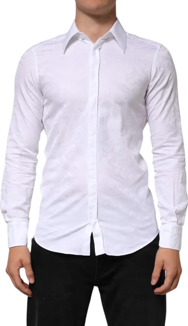 White Cotton MARTINI Paisley Jacquard Shirt