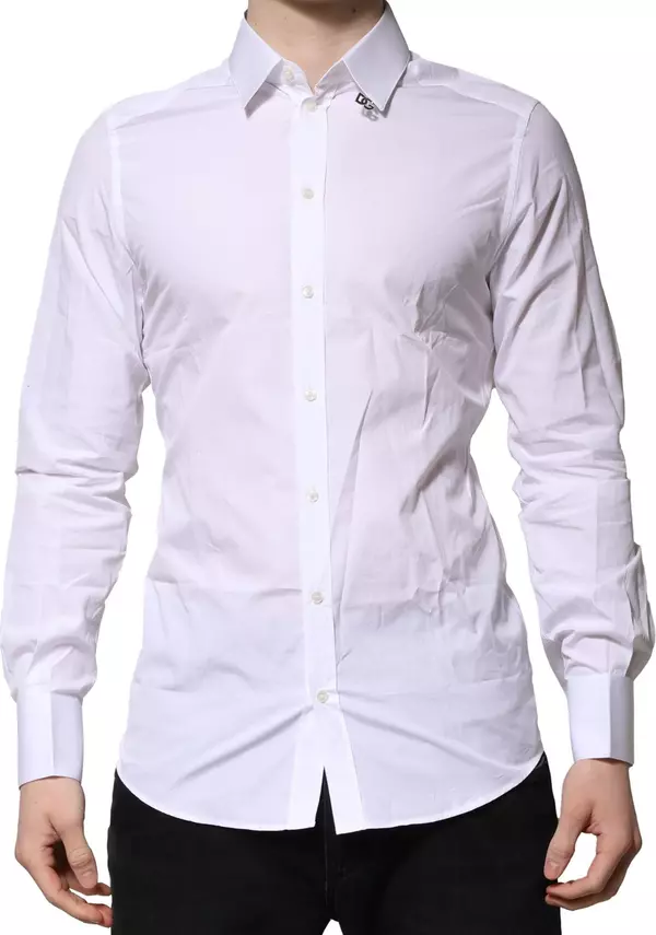 White Cotton GOLD Long Sleeves Formal Shirt