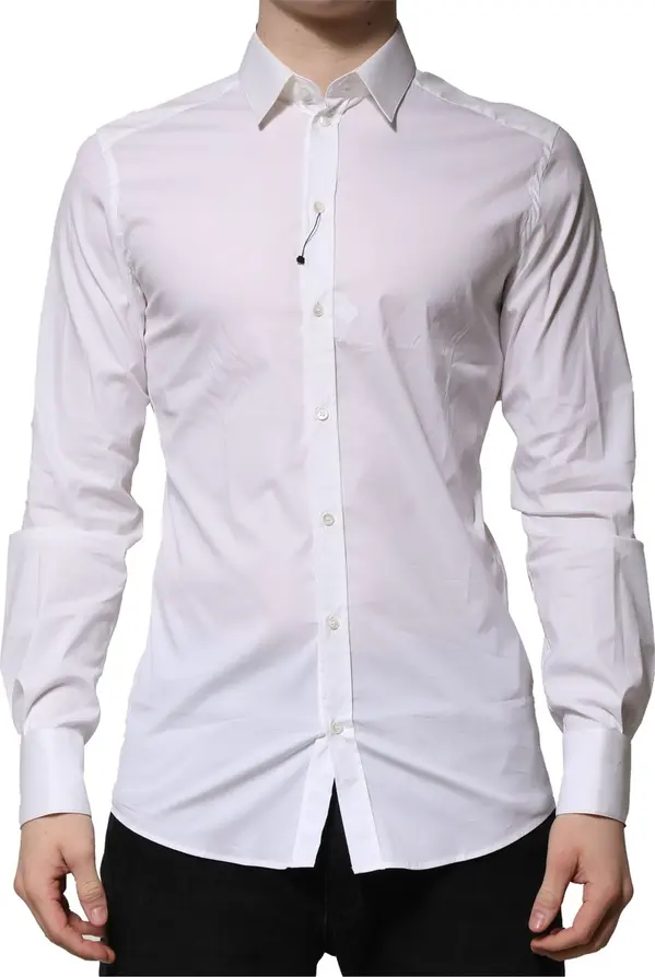 White Cotton GOLD Long Sleeves Formal Shirt