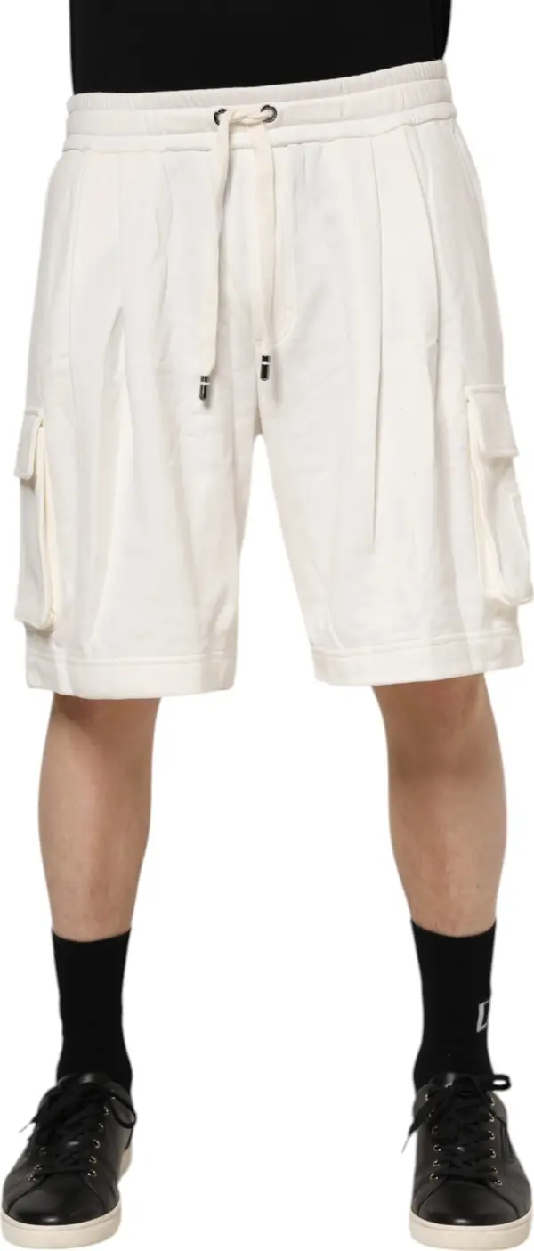 White Cotton Cargo Bermuda Sweatshorts Shorts