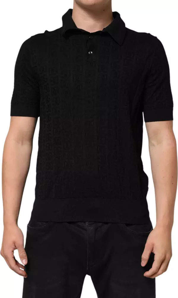 Black Silk Jacquard DG Polo Shirt T-shirt