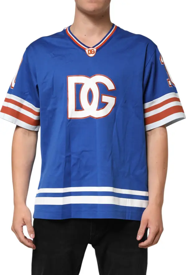 Blue Cotton DG Logo Mesh Jersey T-shirt