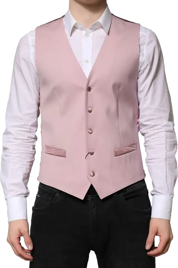 Pink Wool Dress Formal Men Waistcoat Vest