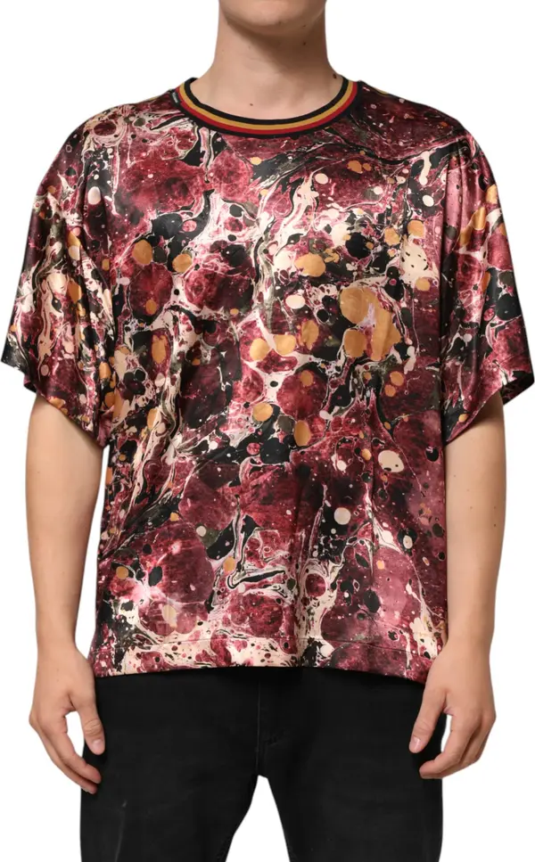 Multicolor Polyester Marble Print Oversize T-shirt