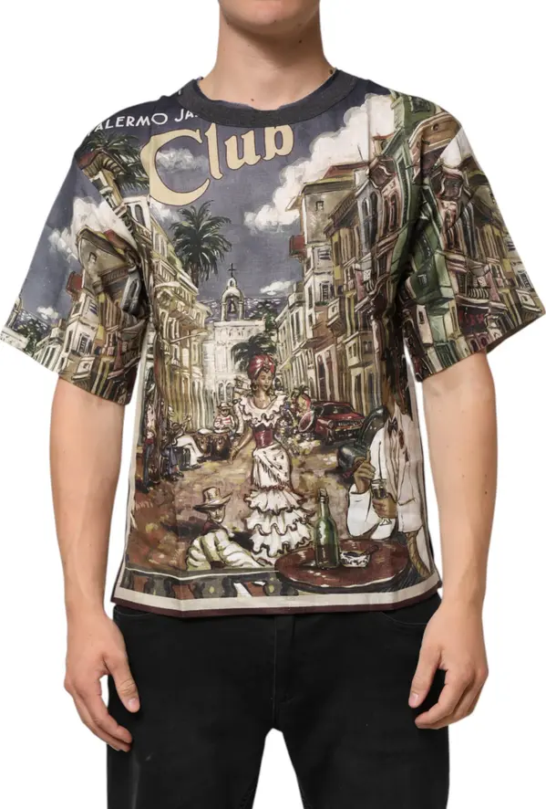 Palermo Jazz Club Linen Crew Neck Men T-shirt