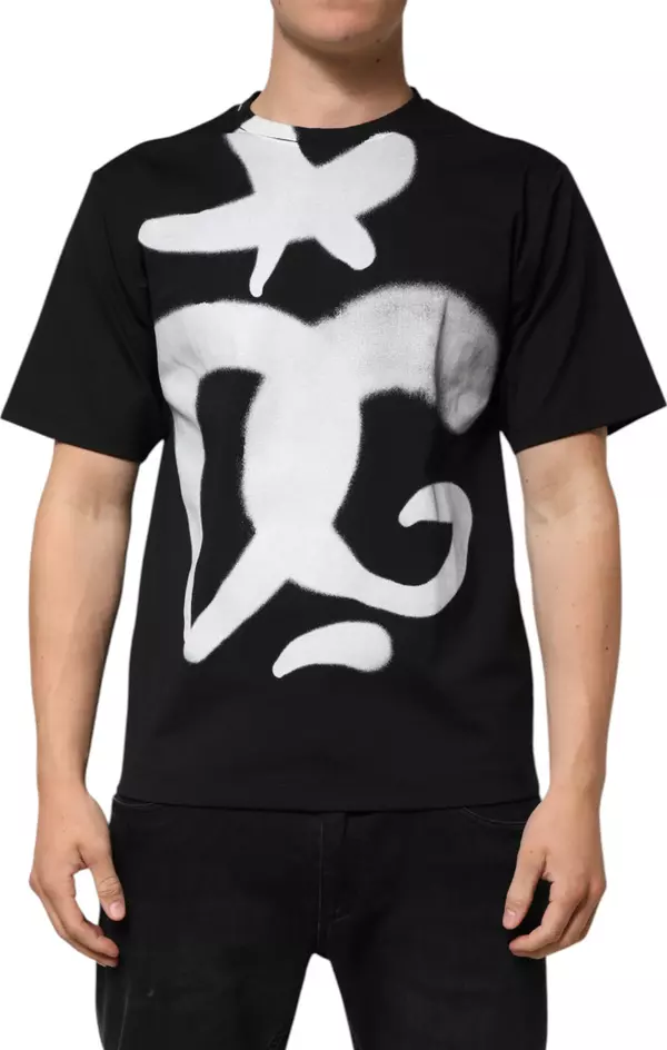 Black Cotton DG Logo Graffiti Short Sleeve T-shirt