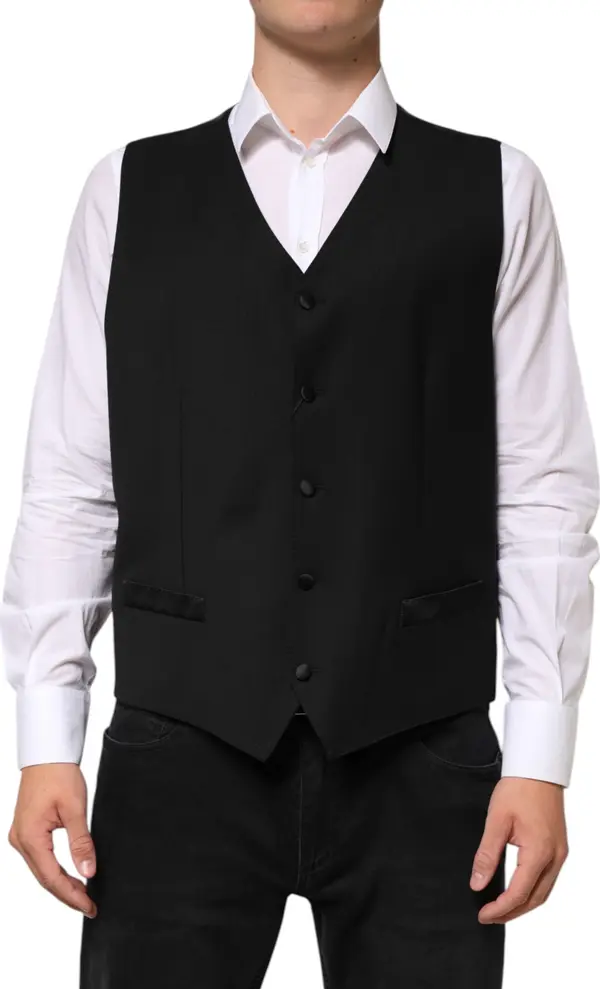 Black Wool Dress Formal Men Waistcoat Vest