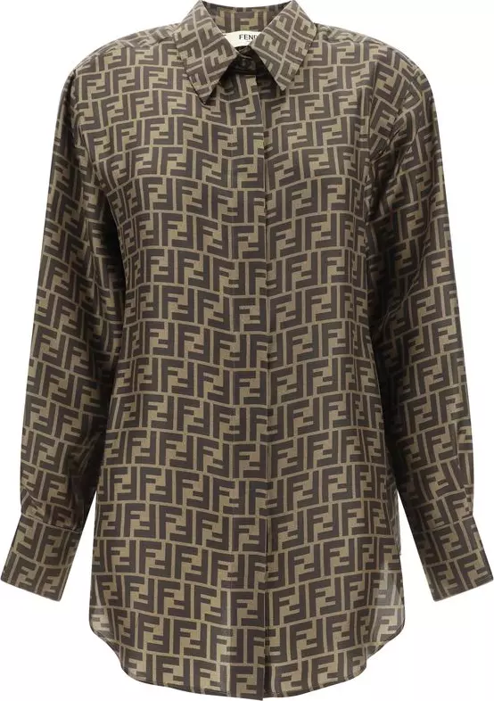 Brown Silk Pattern Shirt