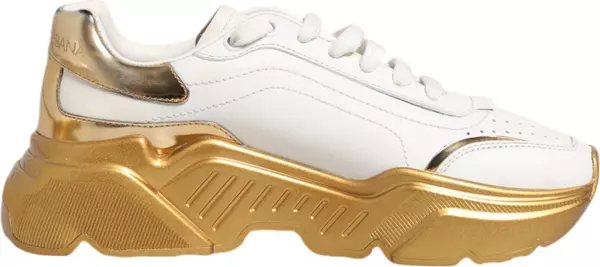 White Gold DAYMASTER Leather Sneakers Womens Shoes