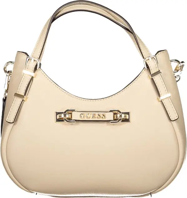 Beige Polyurethane Woman Handbag