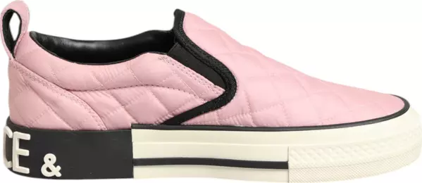 Pink Quilted Nylon Slip-On Sneaker Shoes