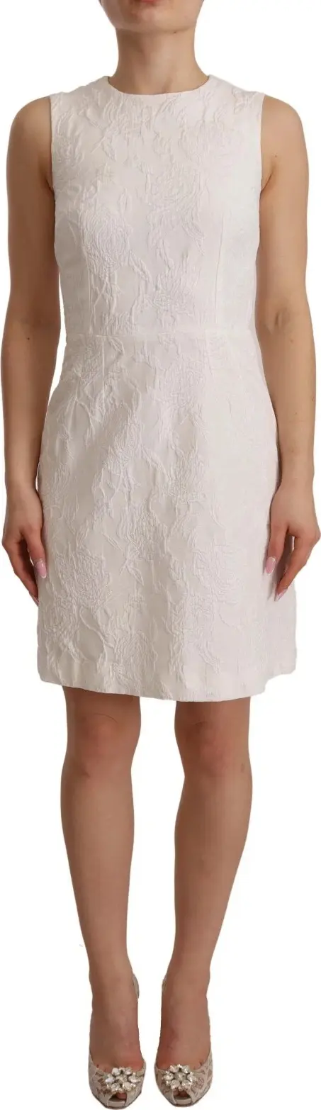 White Floral Sleeveless Sheath Mini Dress