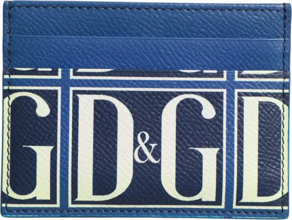 Blue Calf Leather DG Logo Monogram Card Holder Wallet