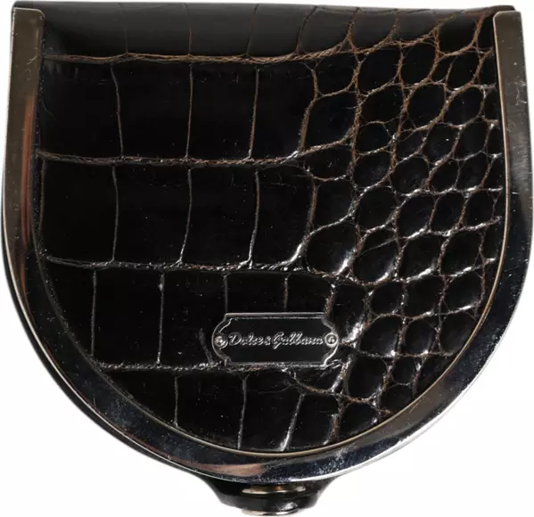 Black Polished Crocodile Leather Mens Coin Purse Wallet